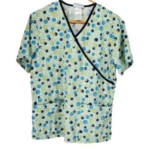 SB Scrubs Women's Vintage 90s Dotted Bubble Scrub Top Size Small‎